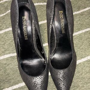 Enzo Angiolini Metallic Charcoal Pointed-Toe Pumps